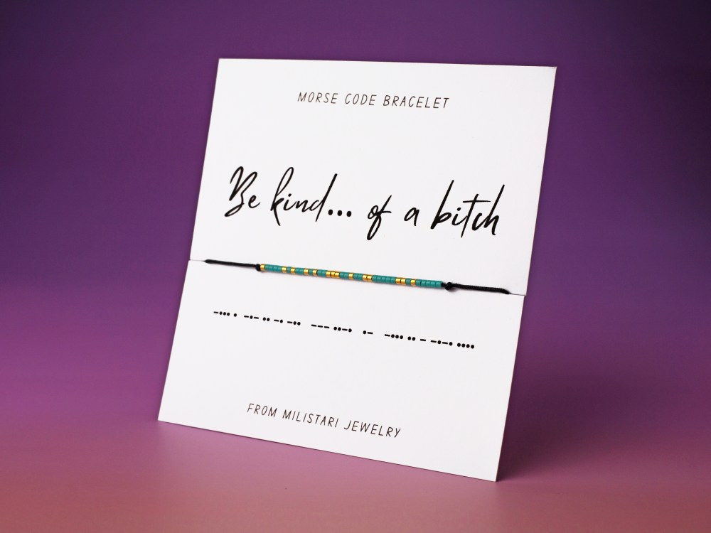 Be kind of a bitch Morse code bracelet with hidden message in beads – funny feminist gift for her