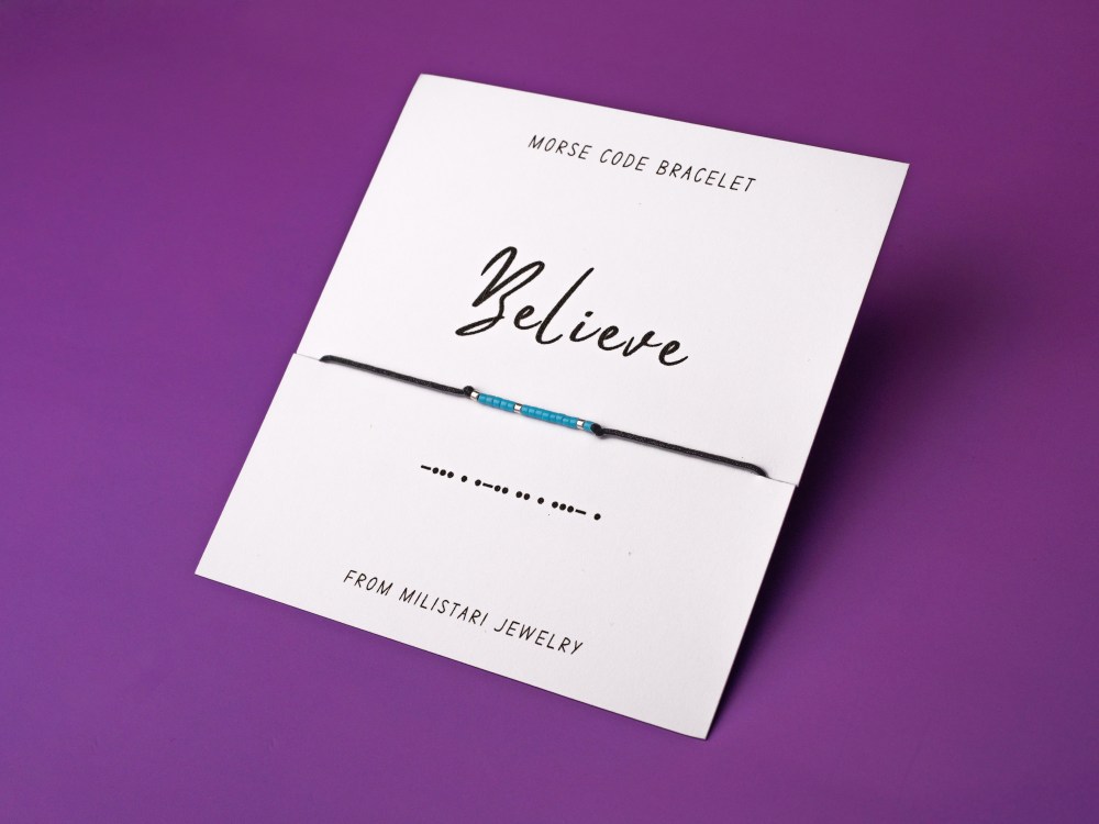 Believe Morse code bracelet – motivational gift for loved one