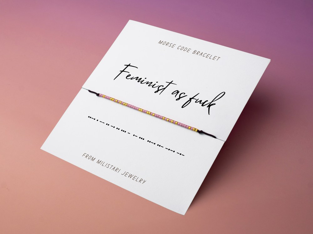 Feminist As Fuck Morse code bracelet – subtle feminist message jewelry