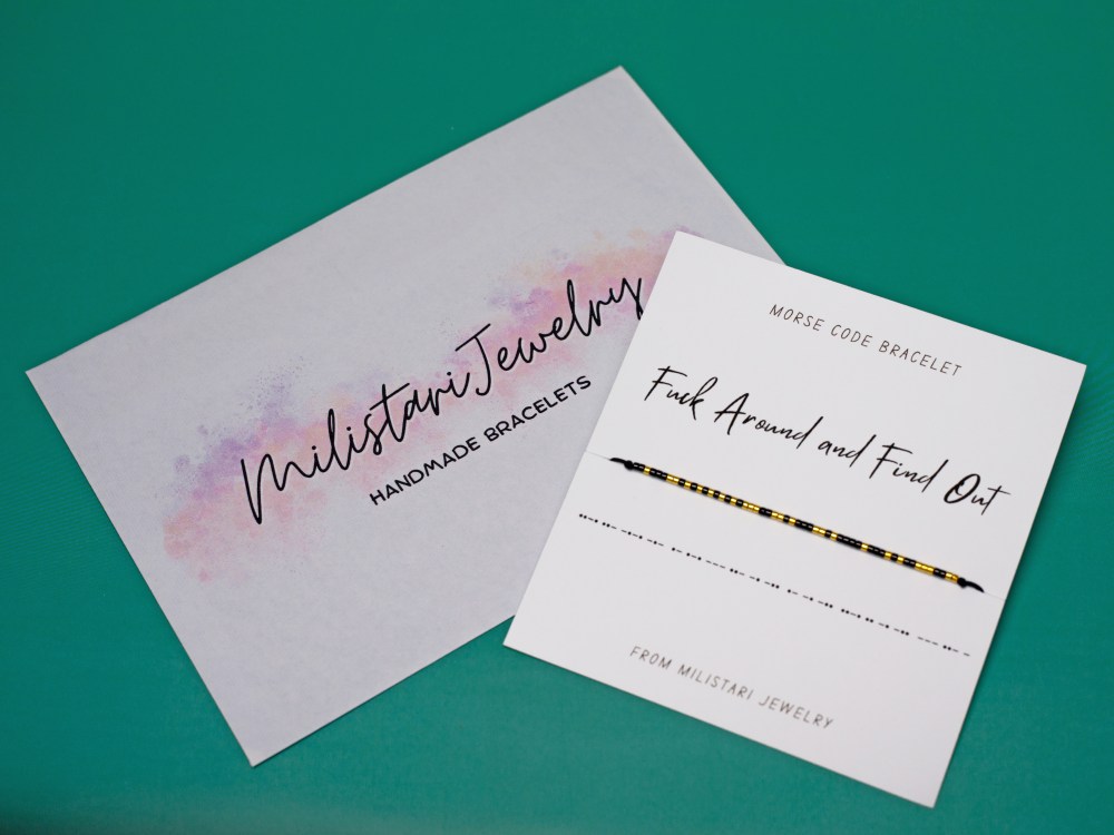 Bold and humorous friendship bracelet – Fuck Around and Find Out Morse code bracelet
