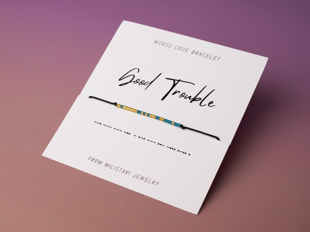 Good Trouble Morse code bracelet – handmade gift for changemakers
