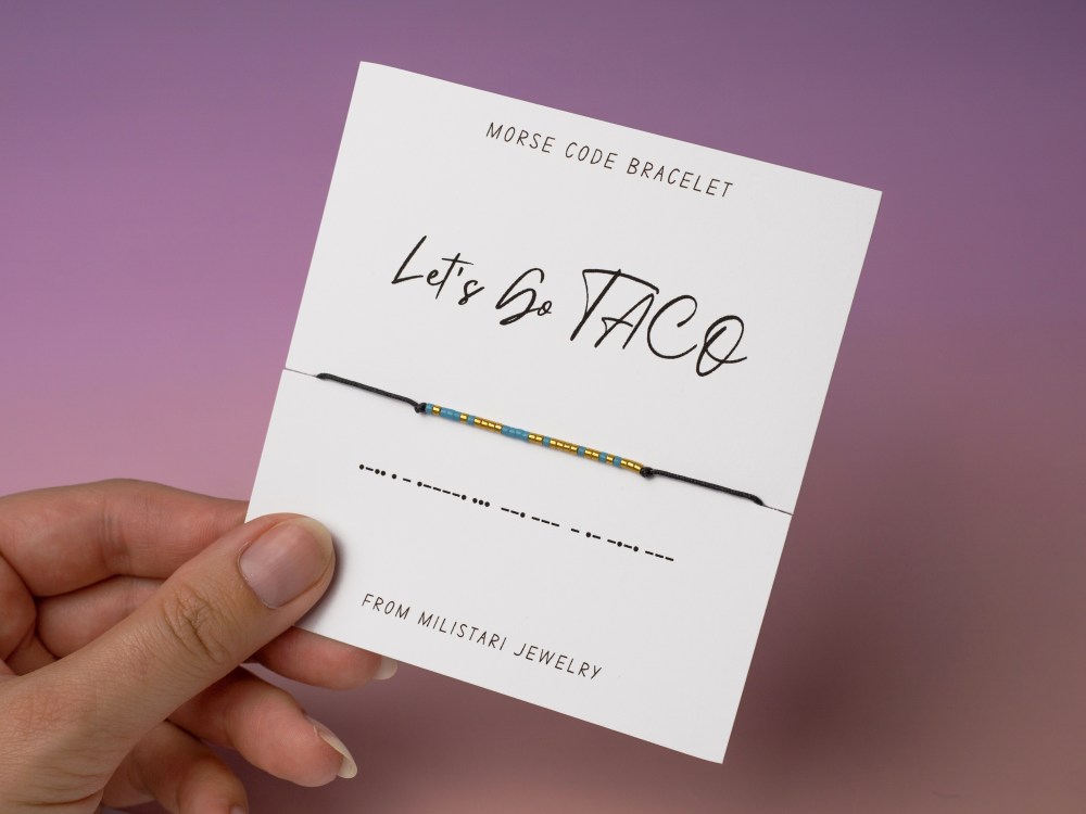 Let's Go TACO Morse code bracelet – stylish and lighthearted gift for political expression