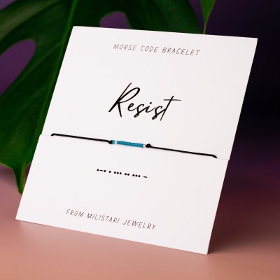 Resist Morse code bracelet – hidden message protest jewelry for feminists