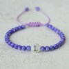 Custom Initial Bracelet with violet beads and letter K