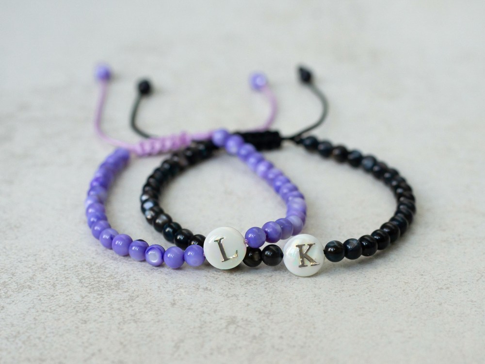 Matching personalized bracelets for couples or friends, handmade