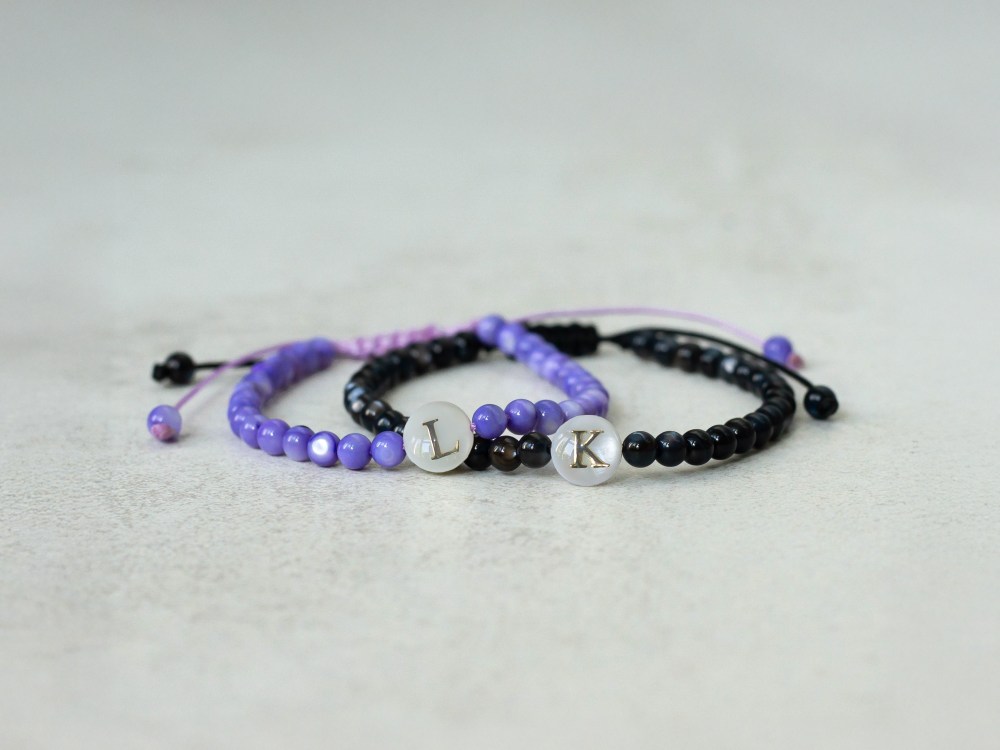 Matching personalized bracelets for couples or friends, handmade