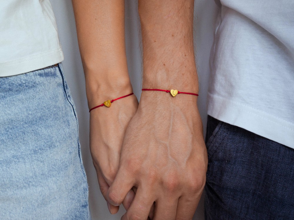 Matching Initial Bracelets set of 2 – personalized couple gift