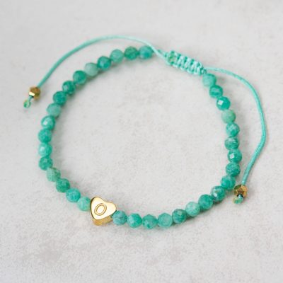 Initial letter bracelet with gemstone