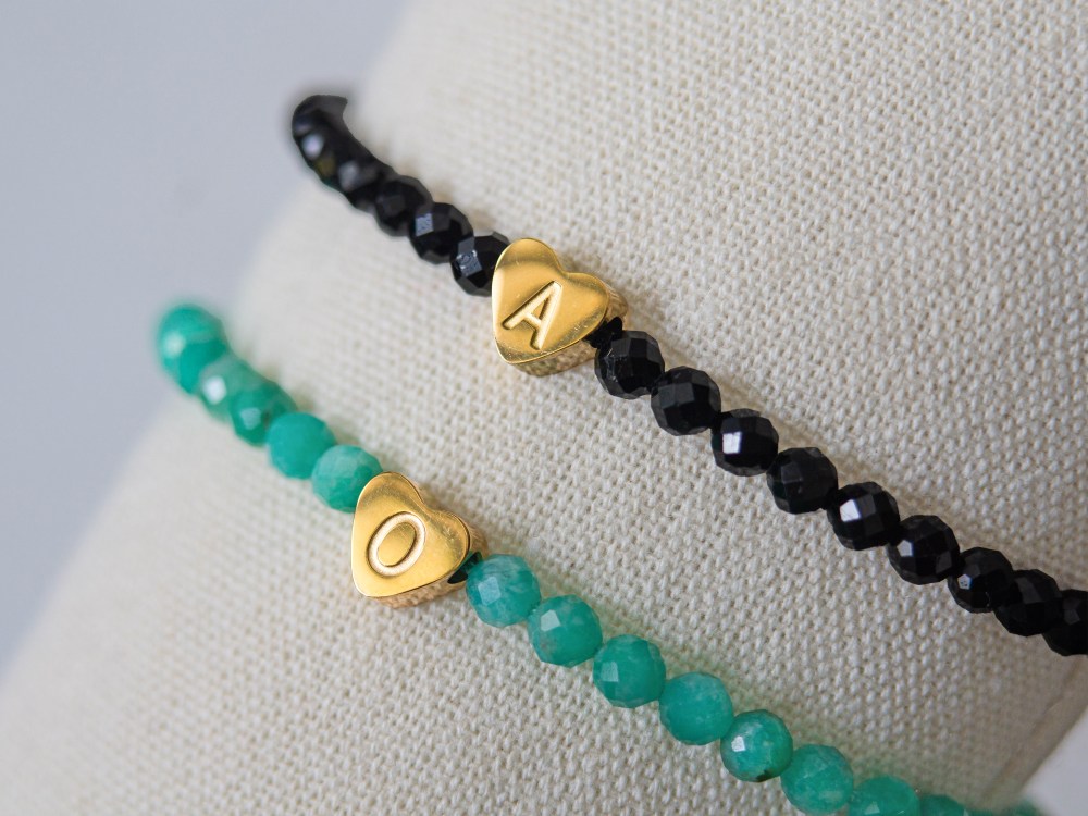 Matching Bracelet set of 2 with custom initial