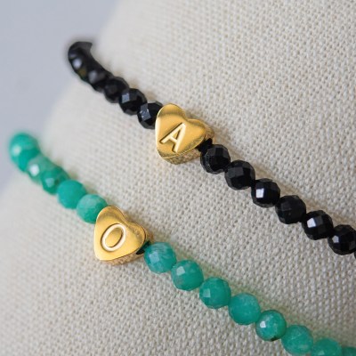 Matching Bracelet set of 2 with custom initial