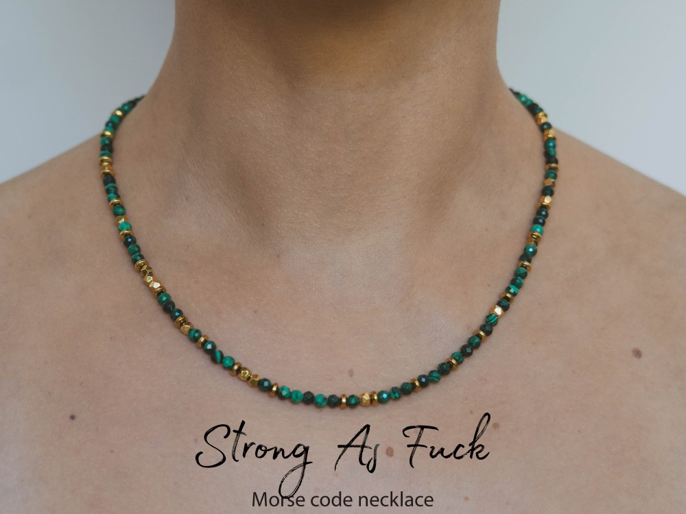 Strong As Fuck Morse Code Necklace – feminist empowerment jewelry