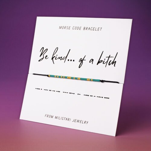 Be kind of a bitch Morse code bracelet with hidden message in beads – funny feminist gift for her