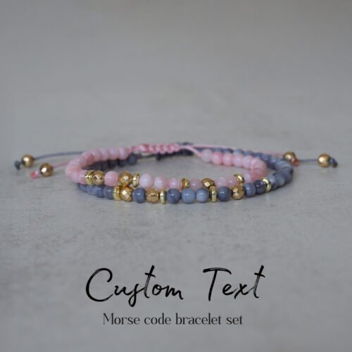 Custom Morse Code Couples Bracelets – Personalized Matching Gift for Anniversary, Long Distance & Friendship