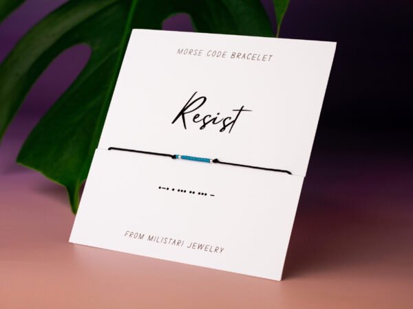 Resist Morse code bracelet – hidden message protest jewelry for feminists