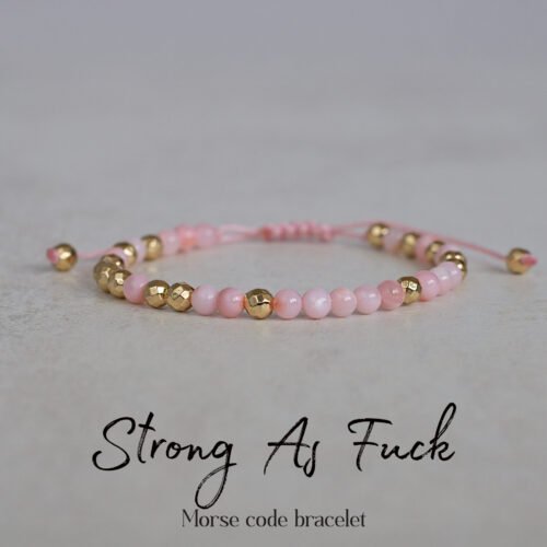 Strong As Fuck Morse code bracelet – motivational gift for best friend female
