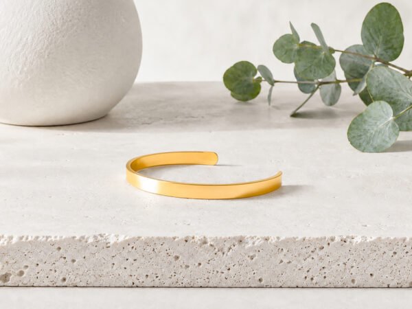 Gold This Too Shall Pass But Fucking Hell Cuff Bracelet on neutral background