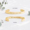This Too Shall Pass But Fuck This Shit Cuff Bracelet showing outside and inside engraving